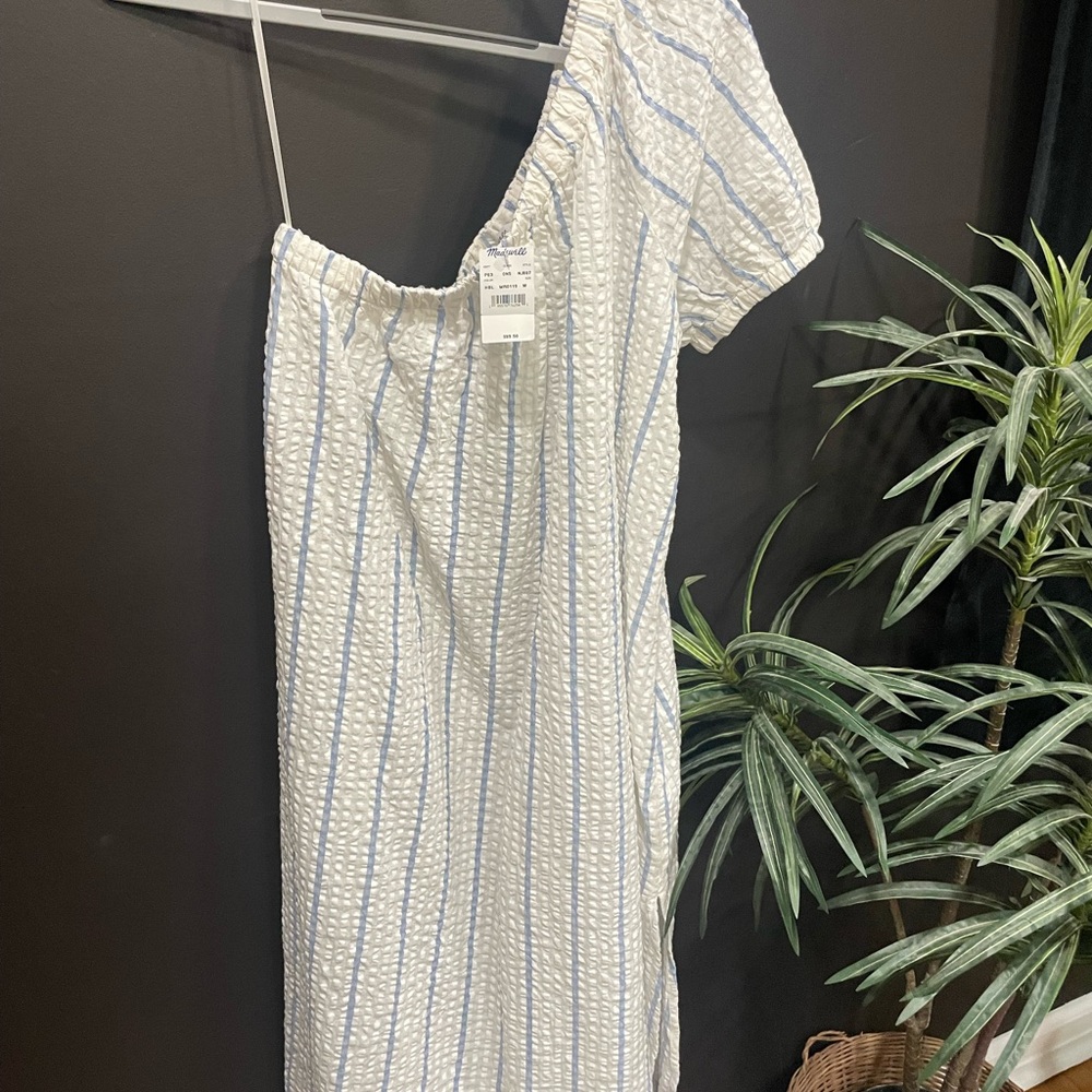 Madewell White Puff Sleeve One Shoulder Sundress